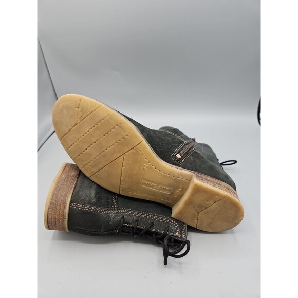 Josef Seibel Sienna 01 Boots Womens 7.5 38 Black Back Tie Leather Booties Ankle - Picture 8 of 12